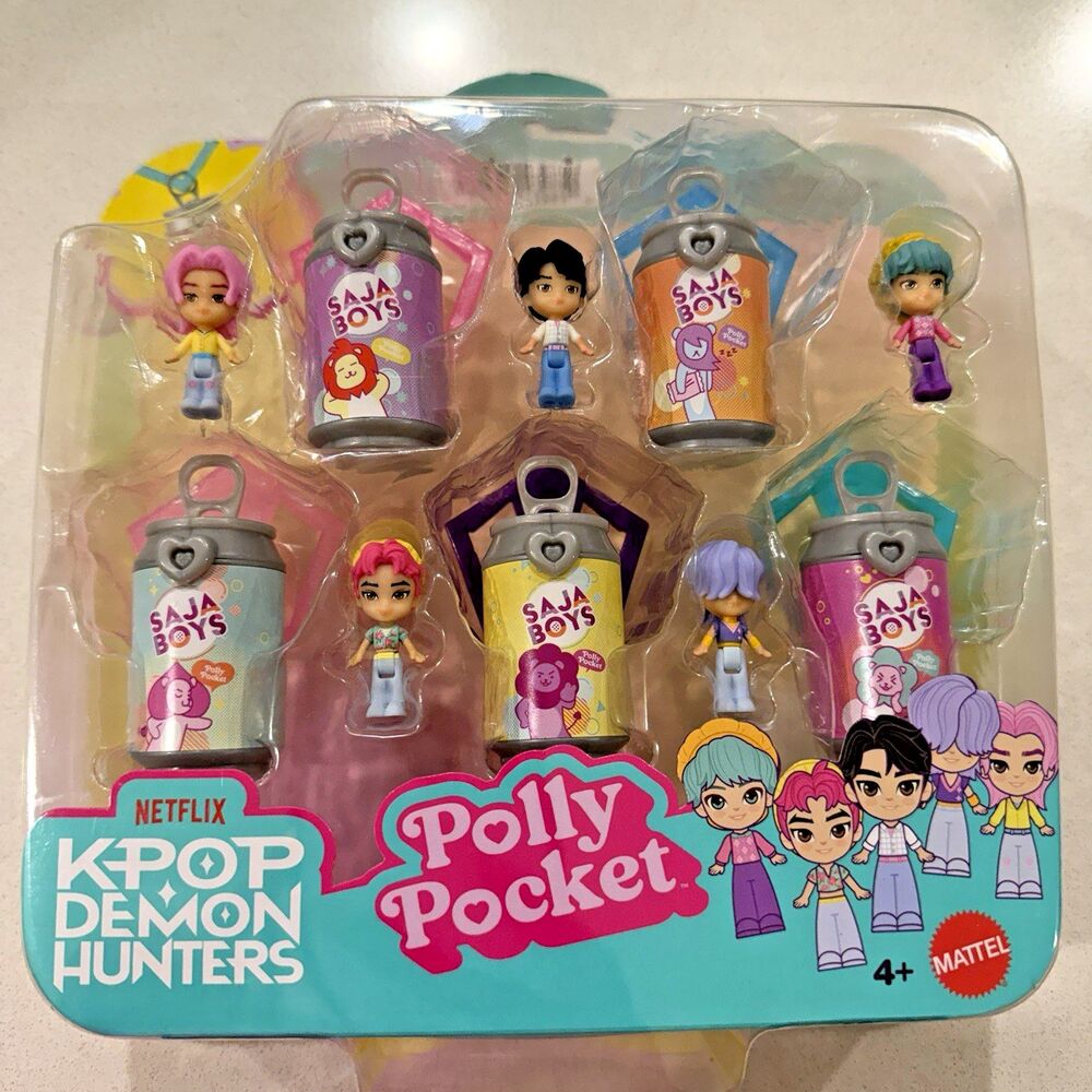 Polly Pocket x Kpop Demon Hunters Saja Boys 5 Pack Dolls Soda Pop Charms Jinu